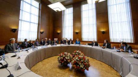General view prior to the start of the two days of closed-door nuclear talks on Tuesday, Oct. 15, 2013 at the United Nations offices in Geneva, Switzerland. Irans overtures to the West are being tested as the U.S. and its partners sit down for the first talks on Tehrans nuclear program since the election of a reformist Iranian president. Negotiations between Iran and the U.S., Russia, China, Britain, France and Germany began Tuesday morning at the main United Nations building in Geneva. (AP Photo/Fabrice Coffrini, pool)