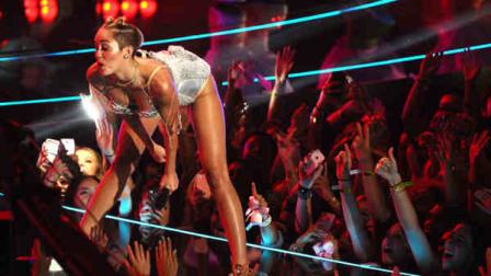 Miley Cyrus performs at the MTV Video Music Awards on Sunday, Aug. 25, 2013, at the Barclays Center in the Brooklyn borough of New York. (Photo by Charles Sykes/Invision/AP)