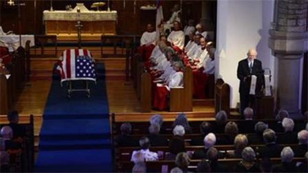 Senator John Glenn gives a eulogy during the funeral of fellow astronaut Scott Carpenter on Saturday, Nov. 2, 2013, in Boulder, Colo. Carpenter was the second American to orbit the Earth, following John Glenn. (AP Photo/The Daily Times Call, Lewis Geyer) BOULDER DAILY CAMERA OUT; COLORADO DAILY OUT