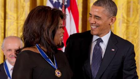 President Barack Obama talks with Oprah Winfrey after presenting her with the Presidential Medal of Freedom, Wednesday, Nov. 20, 2013, in the East Room of the White House in Washington. (AP Photo/Jacquelyn Martin)