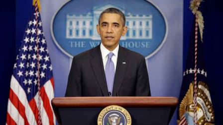 President Barack Obama speaks during an end-of-the year news conference in the Brady Press Briefing Room at the White House in Washington, Friday, Dec. 20, 2013. At the end of his fifth year in office, Obamas job approval and personal favorability ratings have fallen to around the lowest point of his presidency. (AP Photo/Pablo Martinez Monsivais)
