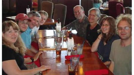 David Murphy having lunch with his sister in and their families in British Columbia.