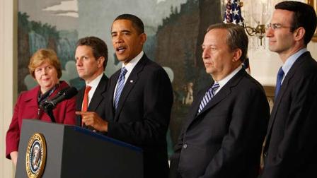 President Barack Obama and his economic advisors