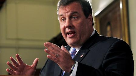 New Jersey Gov. Chris Christie gestures Thursday, Jan. 6, 2011, in Trenton, N.J., as he lays out his plan to fund state road and bridge projects for the next five years. The plan calls for spending $1.6 billion a year, the same amount that is currently spent. The fund was due to run out of money in June. (AP Photo/Mel Evans)