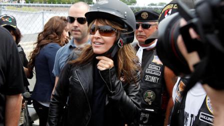 Sarah Palin, former GOP vice presidential candidate and Alaska governor, arrives at the beginning of Rolling Thunder at the Pentagon Sunday, May 29, 2011, during the Memorial Day weekend in Washington. (AP Photo/Alex Brandon)
