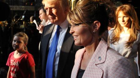 onald Trump walks with former governor of Alaska Sarah Palin in New York City as they make their way to a scheduled meeting Tuesday, May 31, 2011. (AP Photo/Craig Ruttle)