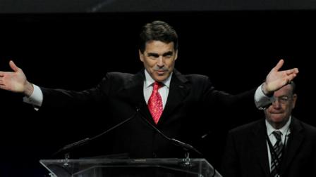 Texas Gov. Rick Perry speaks at the closing of The Response, a day long prayer and fast rally Saturday, Aug. 6, 2011, at Reliant Stadium in Houston.