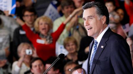 Republican presidential candidate, former Massachusetts Gov. Mitt Romney, celebrates his Florida primary election win at the Tampa Convention Center in Tampa, Fla., Tuesday, Jan. 31, 2012. (AP Photo/Charles Dharapak)