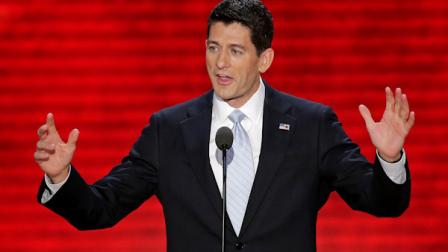 Republican vice presidential nominee, Rep. Paul Ryan addresses the Republican National Convention in Tampa, Fla., on Wednesday, Aug. 29, 2012. (AP Photo/J. Scott Applewhite)