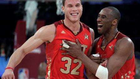 Wests Blake Griffin, left, of the Los Angeles Clippers, and Kobe Bryant, of the Los Angeles Lakers, laugh during the second half of the NBA basketball All-Star Game on Sunday, Feb. 20, 2011, in Los Angeles. (AP Photo/Jae C. Hong)