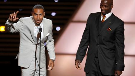 Philadelphia Eagles LeSean McCoy, DeSean Jackson and Jason Avant accept the award for Best Game at the ESPY Awards on Wednesday, July 13, 2011, in Los Angeles. (AP Photo/Matt Sayles)