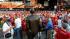 Fans crowd the newly unveiled statue of Hall of...
