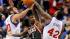 Philadelphia 76ers Spencer Hawes (0) and Elton...