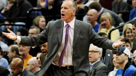 Philadelphia 76ers head coach Doug Collins argues a call during the second half of an NBA basketball game against the Minnesota Timberwolves, Sunday, Feb. 19, 2012, in Minneapolis. The Timberwolves won 92-91. (AP Photo/Jim Mone)
