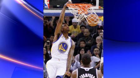 FILE - In this Jan. 31, 2012 file photo, Golden State Warriors Dorell Wright (1) scoring over Sacramento Kings Jason Thompson during the first half of an NBA basketball game in Oakland, Calif. (AP Photo/Ben Margot, file)