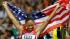 United States Allyson Felix celebrates her win...
