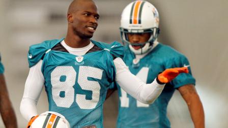 Miami Dolphins Chad Johnson (85) practices during NFL football training camp in Davie, Fla., Monday, July 30, 2012. (AP Photo/Alan Diaz)