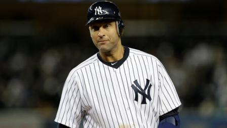 New York Yankees Derek Jeter walks to the dugout during Game 1 of the American League championship series against the Detroit Tigers Sunday, Oct. 14, 2012, in New York. (AP Photo/Paul Sancya )