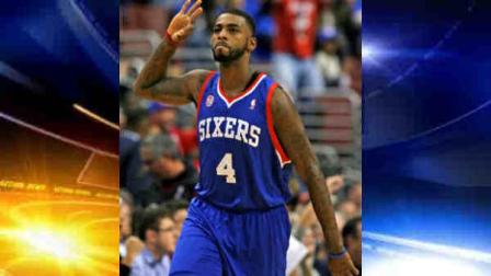 Philadelphia 76ers Dorell Wright reacts after scoring against the Denver Nuggets in the first half of an NBA basketball game, Wednesday, Oct. 31, 2012, in Philadelphia. (AP Photo H. Rumph Jr)