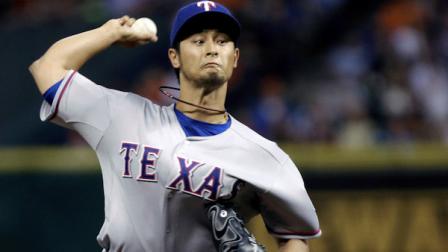 Texas Rangers Yu Darvish delivers a pitch against the Houston Astros in the fifth inning of a baseball game Tuesday, April 2, 2013, in Houston. (AP Photo/Pat Sullivan)