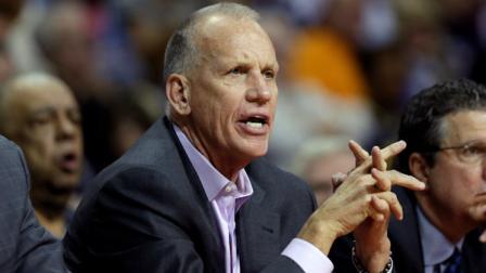 Philadelphia 76ers head coach Doug Collins watches from the sidelines during the first half of an NBA basketball game against the Detroit Pistons at the Palace in Auburn Hills, Mich., Monday, April 15, 2013. (AP Photo/Carlos Osorio)