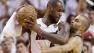 San Antonio Spurs point guard Tony Parker (9) and Miami Heat small forward LeBron James (6) collide during the second half of Game 6 of the NBA Finals basketball game, Tuesday, June 18, 2013 in Miami.