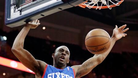 Philadelphia 76ers James Anderson dunks the ball against the Cleveland Cavaliers during the second quarter of an NBA basketball game Tuesday, Jan. 7, 2014, in Cleveland. (AP Photo/Tony Dejak)