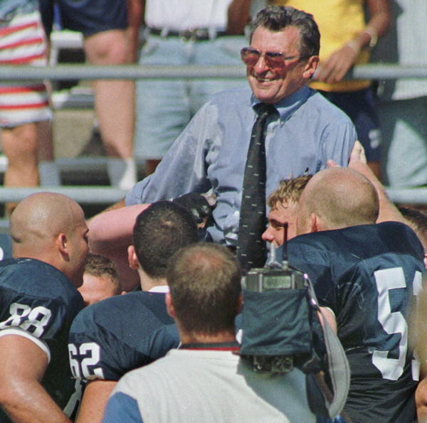 Penn State head football coach Joe Paterno,...