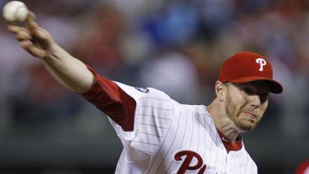 Philadelphia Phillies starting pitcher Roy Halladay throws during the second inning of Game 1 of baseballs National League Championship Series against the San Francisco Giants Saturday, Oct. 16, 2010, in Philadelphia.
