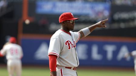 Philadelphia Phillies Ryan Howard during the ninth inning of the baseball game against the New York Mets at Citi Field Sunday, April 28, 2013 in New York. The Phillies beat the Mets 5-1. (AP Photo/Seth Wenig)