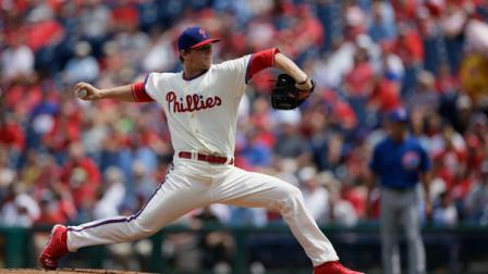 Philadelphia Phillies Ethan Martin in action during a baseball game against the Chicago Cubs, Thursday, Aug. 8, 2013, in Philadelphia. (AP Photo/Matt Slocum)