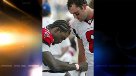 FILE - This Sept. 18, 2005, file photo shows Atlanta Falcons quarterbacks Michael Vick, left, and Matt Schaub consoling each other on the bench in the final seconds of a 21-18 loss to the Seattle Seahawks, in Seattle. When Houston visits Philadelphia for a marquee Thursday night, Dec. 2, 2010, matchup, itll be a reunion for Texans quarterback Schaub and the Eagles Vick. (AP Photo/John Froschauer, File)