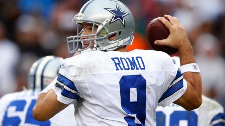 Dallas Cowboys quarterback Tony Romo looks for an opening to pass during the second half of an NFL football game against the Washington Redskins in Landover, Md., Sunday, Dec. 22, 2013. (AP Photo/Evan Vucci)