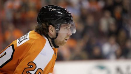 Philadelphia Flyers Claude Giroux during an NHL hockey game against the Pittsburgh Penguins, Sunday, March 18, 2012, in Philadelphia. (AP Photo/Matt Slocum)