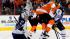 Philadelphia Flyers Wayne Simmonds, right, leaps...