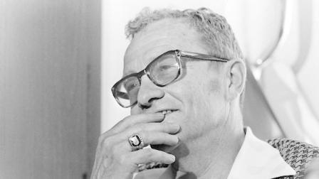 FILE - In this May 23, 1978, file photo, Philadelphia Flyers coach Fred Shero listens to a question during a news conference at which he discussed his resignation, in Philadelphia. Shero was among those picked for the Hockey Hall of Fame. Shero, who led the Flyers to the Stanley Cup in 1975 and 75, was selected posthumously in the builder category. (AP Photo/Bill Ingraham, File)