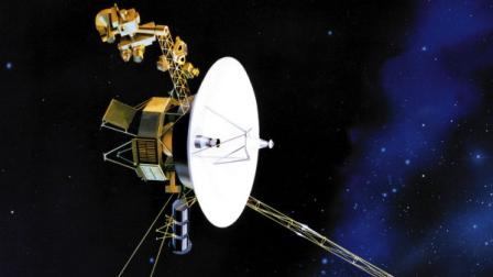 This artists rendering shows one of NASAs twin Voyager spacecraft in this undated file photo. As of Wednesday, Nov. 5, 2003, Voyager, which was sent to explore the giant outer planets in our solar system in 1977, was 8.4 billion miles from the sun. As the robotic spacecraft continues to push far beyond the reach of the nine planets, two teams of scientists disagree whether it passed into the uncharted region of space where the suns sphere of influence begins to wane and the solar system comes to an end.