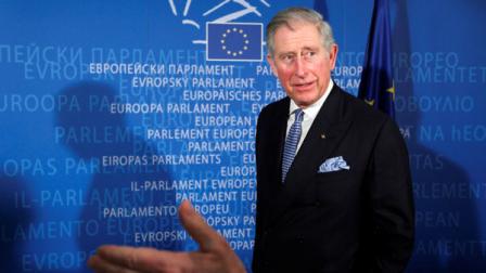 Britains Prince Charles is welcomed to the European Parliament in Brussels, Wednesday, Feb. 9, 2011. Prince Charles is one a one day visit to the EU institutions.