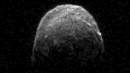 This image made from radar data obtained on Nov. 7, 2011 at 11:45 a.m. PST (2:45 p.m. EST/1945 UTC) and provided by NASA shows asteroid 2005 YU55 when the space rock was at 3.6 lunar distances, which is about 860,000 miles, or 1.38 million kilometers, from Earth. The asteroid the size of an aircraft carrier is set to make a close but harmless swing by Earth on Tuesday, Nov. 8, 2011. Scientists at NASAs Near-Earth Object Program, which tracks asteroids and comets, ruled out any chance of impact.