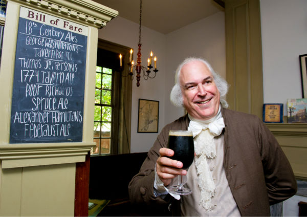 George Washington enjoys a glass of his tavern...