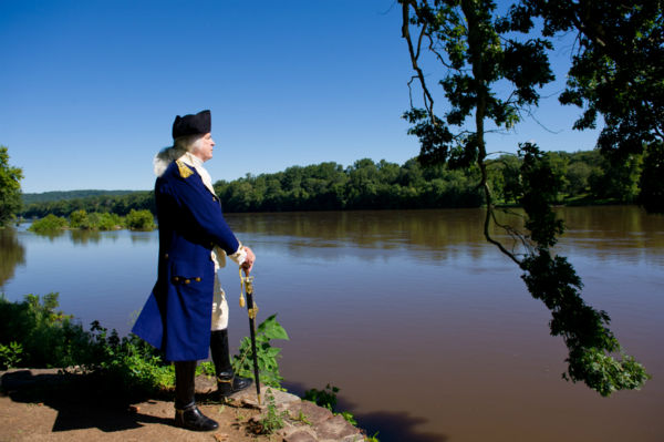George Washington gazes over the Delaware River...