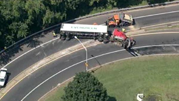 Overturned tractor trailer