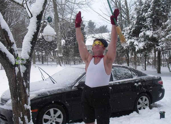 Swimsuits in the snow!