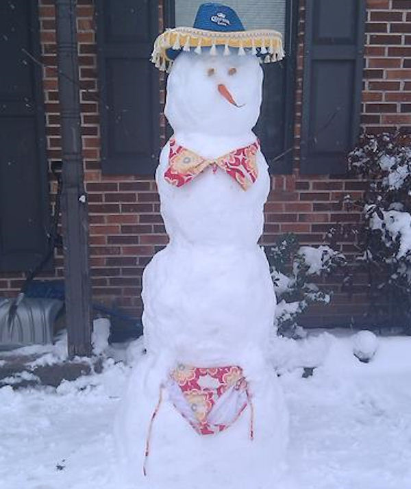 Swimsuits in the snow!
