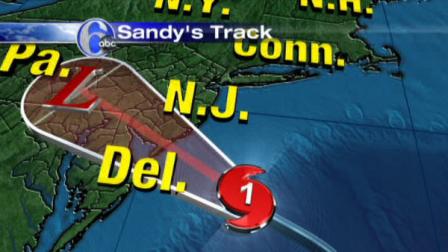 AccuWeather has the latest track and images as Hurricane Sandy nears the 6abc viewing area.