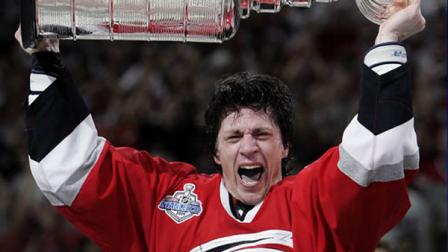 In this June 19, 2006 file photo, Carolinas Rod BrindAmour hoists the Stanley Cup after the Hurricanes defeated the Edmonton Oilers 3-1 in Game 7 of the Stanley Cup finals in Raleigh, N.C.