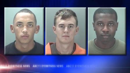 Charged are 19-year-old Aaron Jacob Lee, 21-year-old Joshua Anthony Mathis, and 20-year-old Deangelo Lebron Gearing.