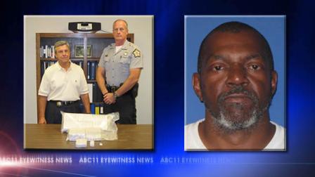 Officers display the heroin (left). Rogers is charged with trafficking heroin by possession and trafficking heroin by transport (right).