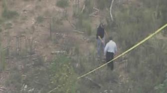 Crime scene tape marks out the area where the skeletal remains were found.