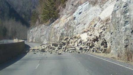 Rocks crashed onto lanes of I-40 westbound already closed for a similar rockslide in Tennessee.